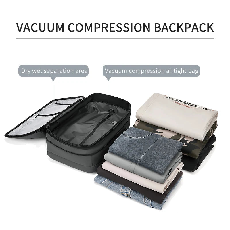 Men Travel Backpack Vacuum Compression 17 Inch Laptop Backpack Business Large Capacity School Backpack Expanded Hiking Backpack